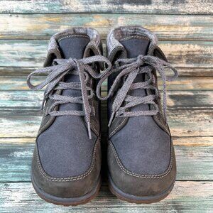 Chaco Hiking Ankle Boots Sz 6.5 Barbary Gray Leather Waterproof Fold Down Collar